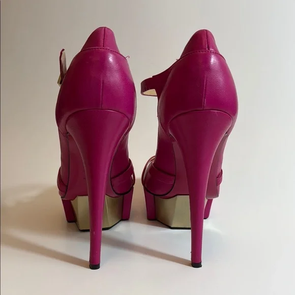 Versce Pink Platform Heels with Ankle Strap Size 40
